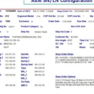 12TF 7K 865 ELEC W/EZ;LUBE, PER TAG #SN=121544683, HF=94, OB=72.5, 00NY ANGLE, LP, STD, **9/16 STUD***